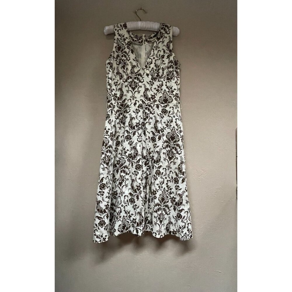 JP & Mattie Women's Medium Sleeveless A-Line Dress V-Neck Back Zip Floral Linen